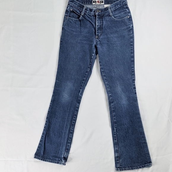 Y2K R4R Wide Leg Dark Wash Low Rise Flare Vintage Jeans - Picture 2 of 10